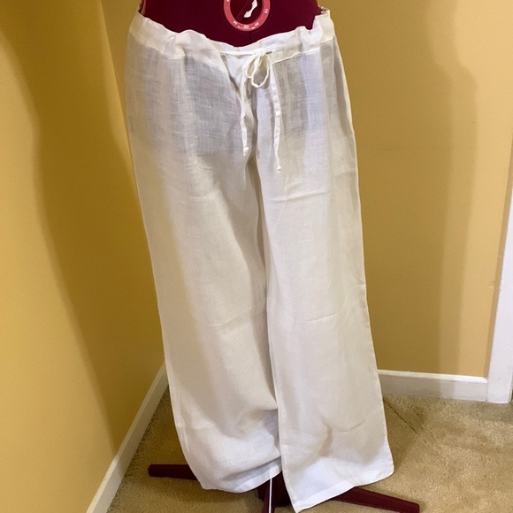 100% Capri wide legged linen pants - Picture 1 of 8